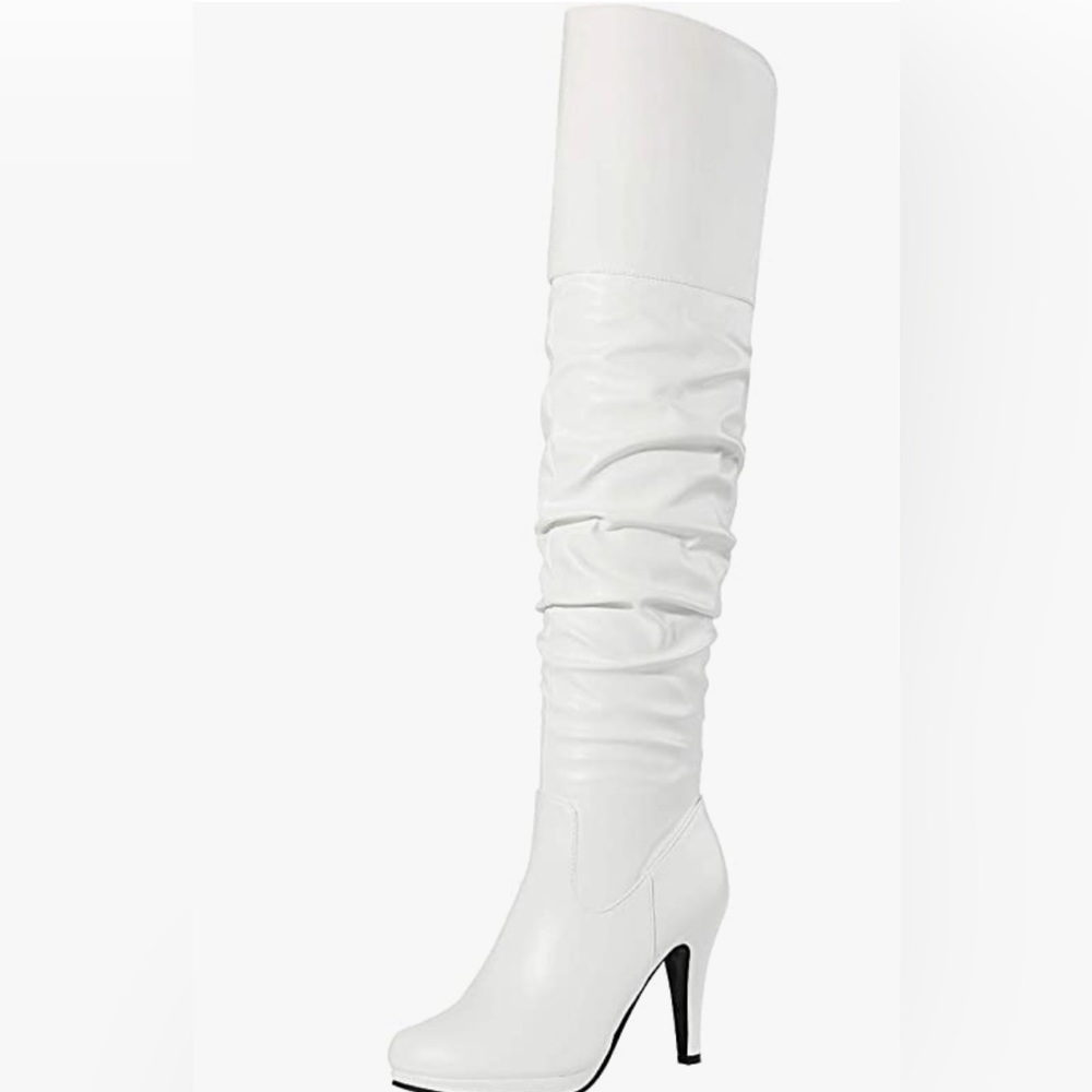 White high heel boots